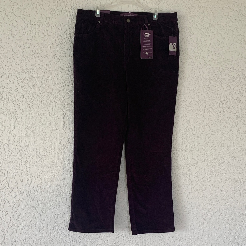 Gloria Vanderbilt Rich Purple Corduroy Pants Amanda classic fit straight size 18